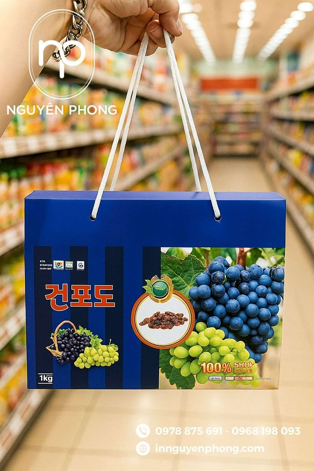 Mẫu túi giấy đựng nho khô thương hiệu 